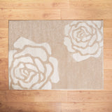 Beige Rose Pattern Delhi Rug