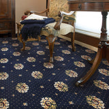 Midnight Blue Medallion Wentworth Patterned Wilton Carpet