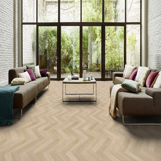 Ancares Herringbone Beige Goliath 450 Vinyl Flooring by Tarkett
