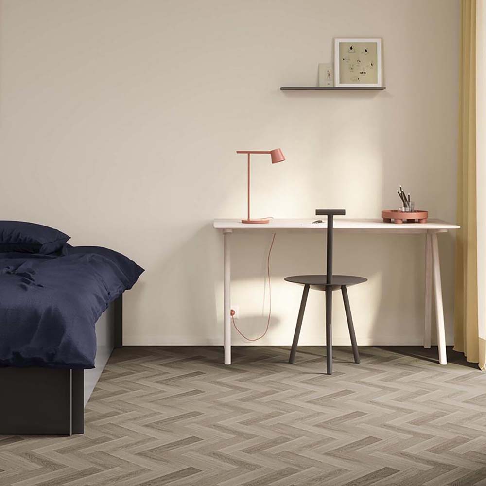 Ancares Herringbone Grey Modena Vinyl Flooring | Lino | Online Carpets