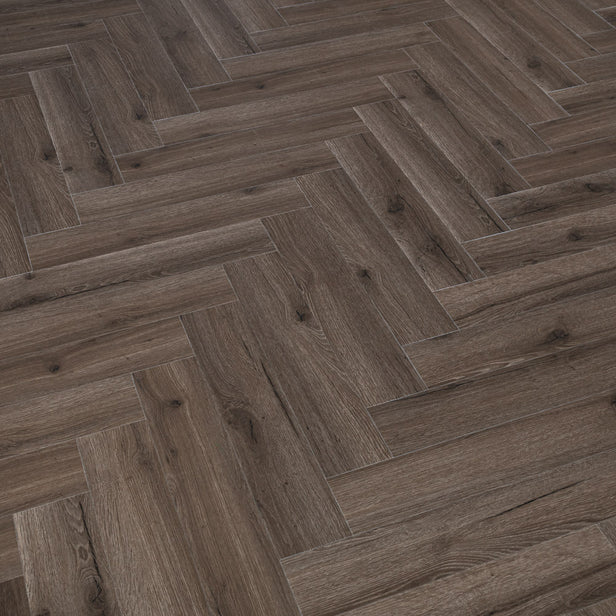 Cinder Oak Prestige Herringbone 6mm SPC Click LVT Flooring