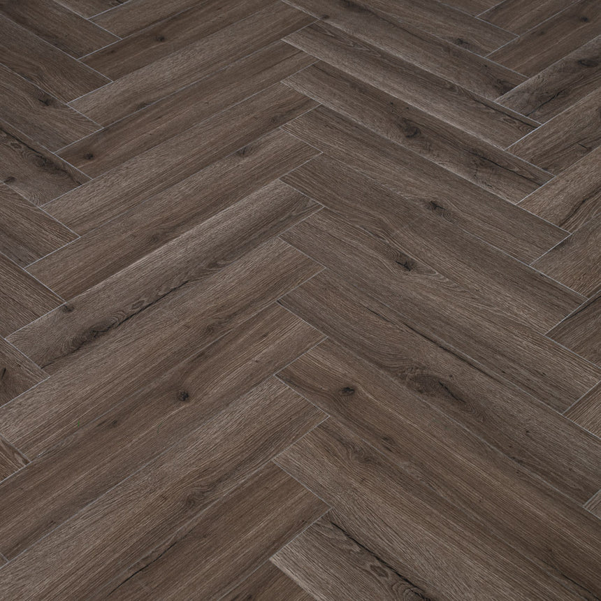 Cinder Oak Prestige Herringbone 6mm SPC Click LVT Flooring