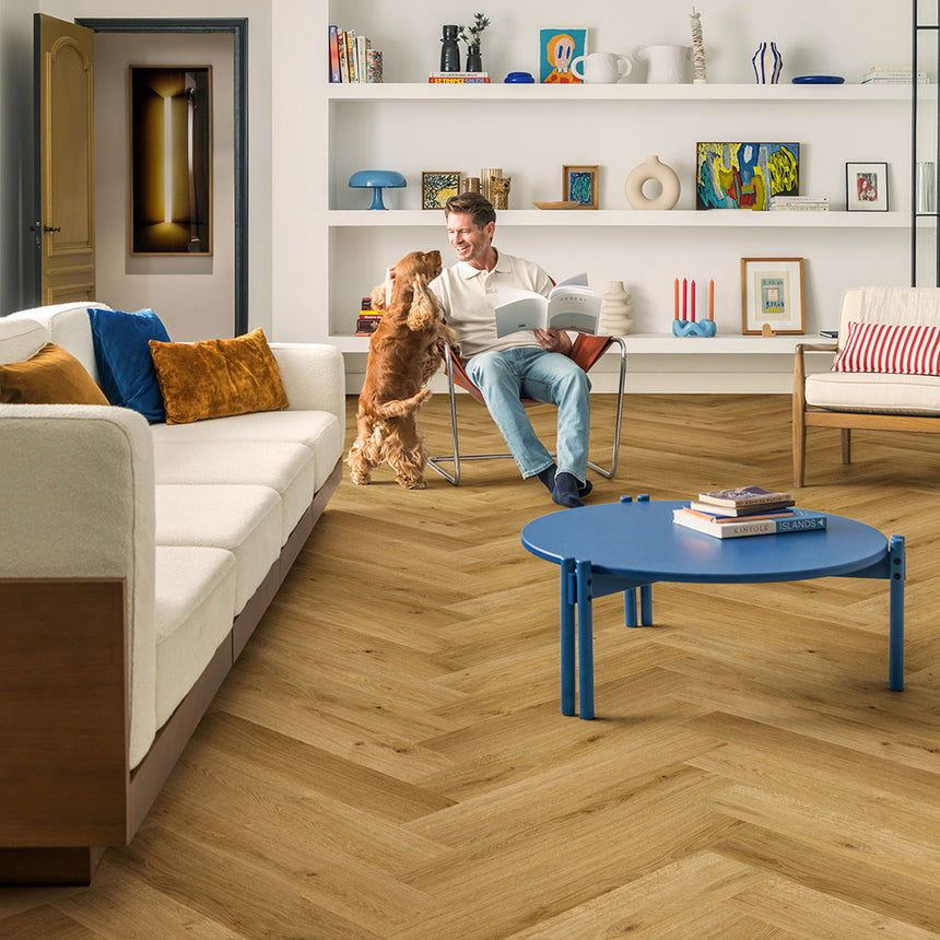 Cinnamon Oak IMD8244 Impressive Design 8mm Herringbone Laminate Flooring by Quick-Step