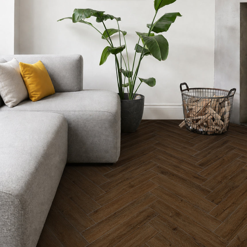 Espresso Oak Prestige Herringbone 6mm SPC Click LVT Flooring