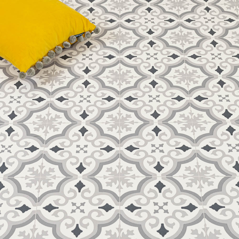 Evora 592 Floortex Tile Vinyl Flooring | Pattern Lino | Online Carpets