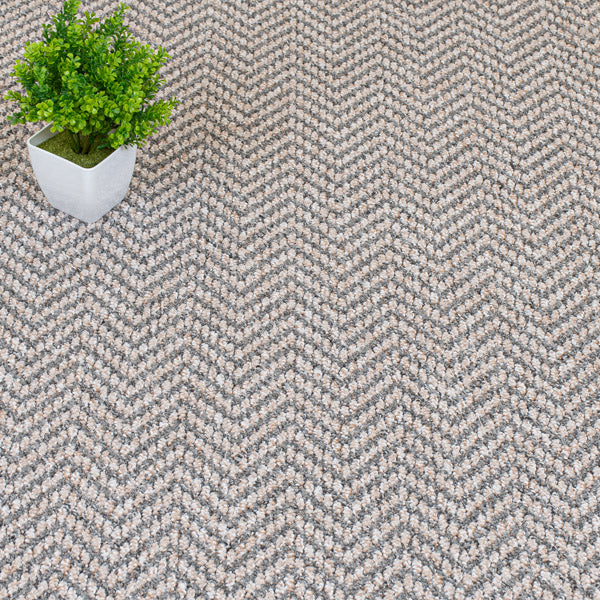 Grey Beige Chile Herringbone Carpet