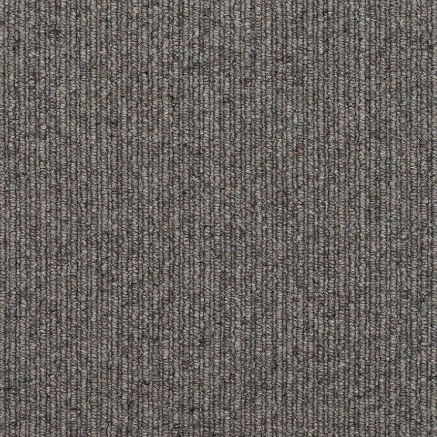Grey Dolphin 960 Prestige Design Wool Loop Ribbed Carpet 5m x 5m Remnant