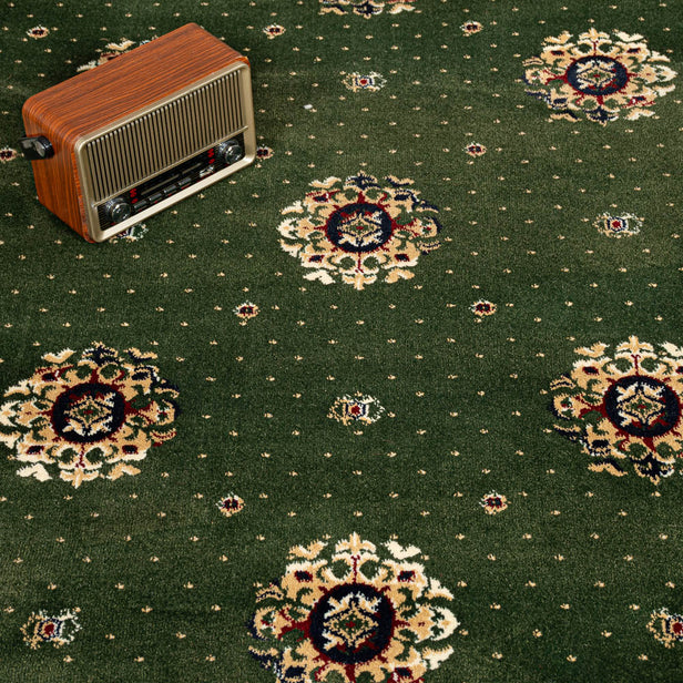 Meadow Green Medallion Wentworth Patterned Wilton Carpet