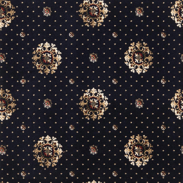 Midnight Blue 2505 30 Medallion Patterned Wilton Wiltax Carpet 2.2m x 4m Remnant