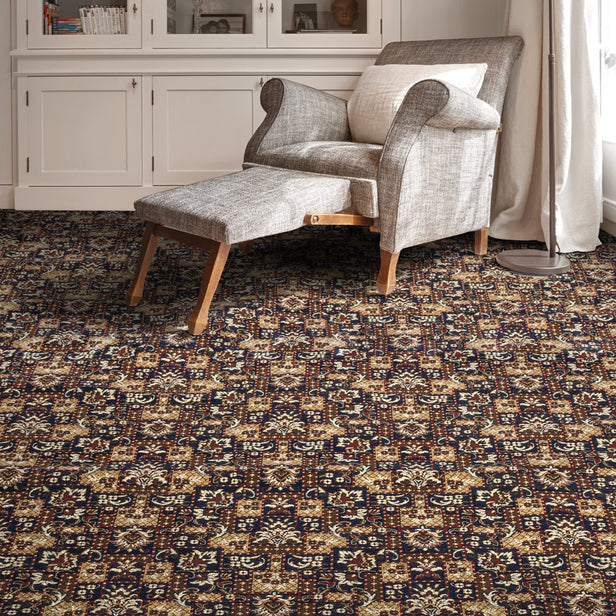 Midnight Blue Indian Palace Wentworth Patterned Wilton Carpet