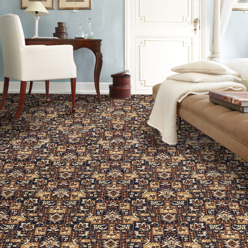 Midnight Blue Indian Palace Wentworth Patterned Wilton Carpet