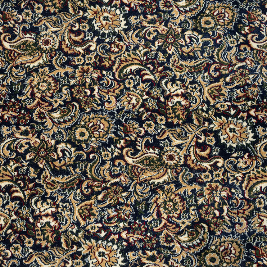 Midnight Blue Jacobean Wentworth Patterned Wilton Carpet