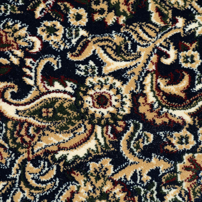 Midnight Blue Jacobean Wentworth Patterned Wilton Carpet