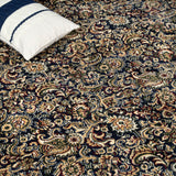 Midnight Blue Jacobean Wentworth Patterned Wilton Carpet