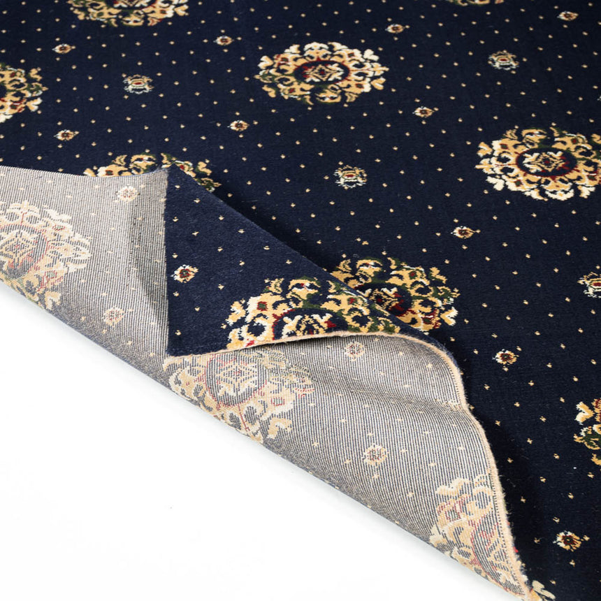 Midnight Blue Medallion Wentworth Patterned Wilton Carpet