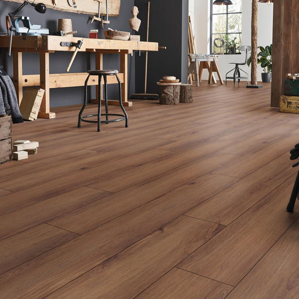 Norfolk Oak Coffee D80612 Robusto Villa 12mm Laminate Flooring by Kronotex