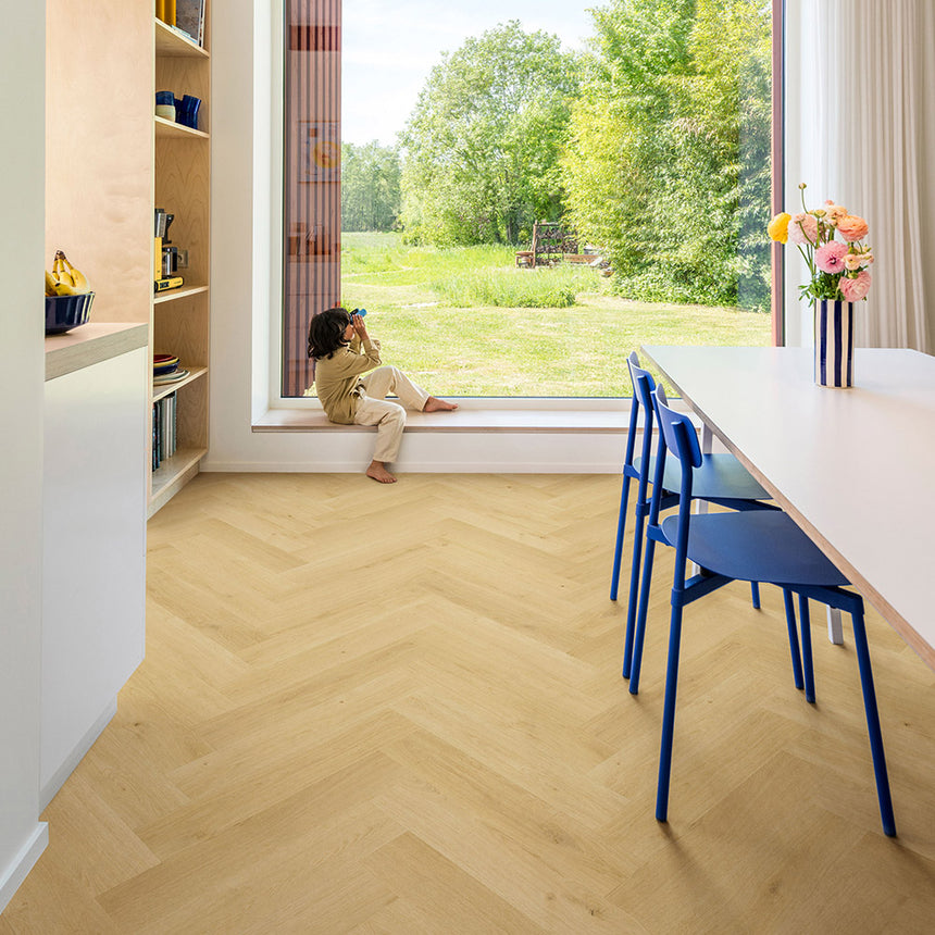 Nutmeg Oak IMD8243 Impressive Design 8mm Herringbone Laminate Flooring by Quick-Step
