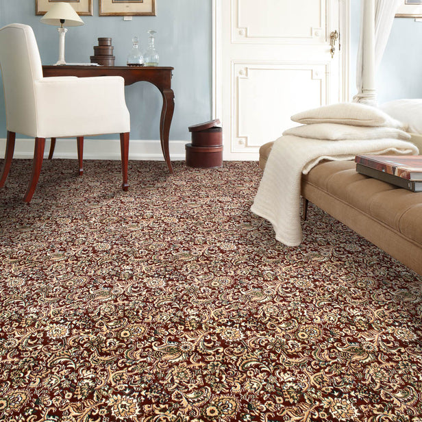 Regal Red Jacobean Wentworth Patterned Wilton Carpet