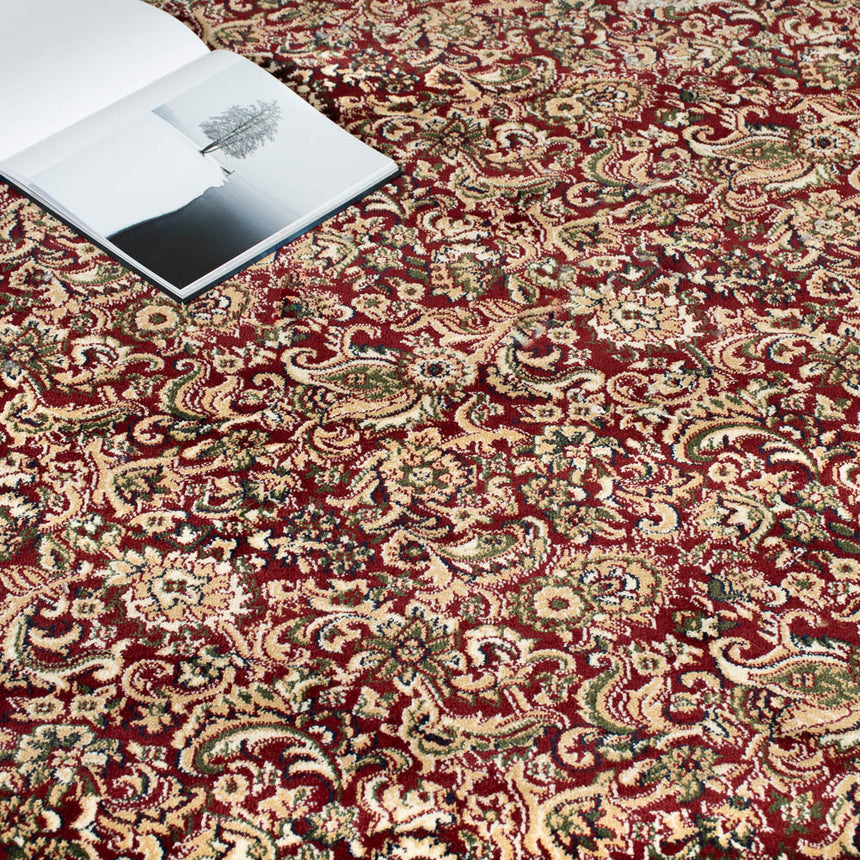 Regal Red Jacobean Wentworth Patterned Wilton Carpet