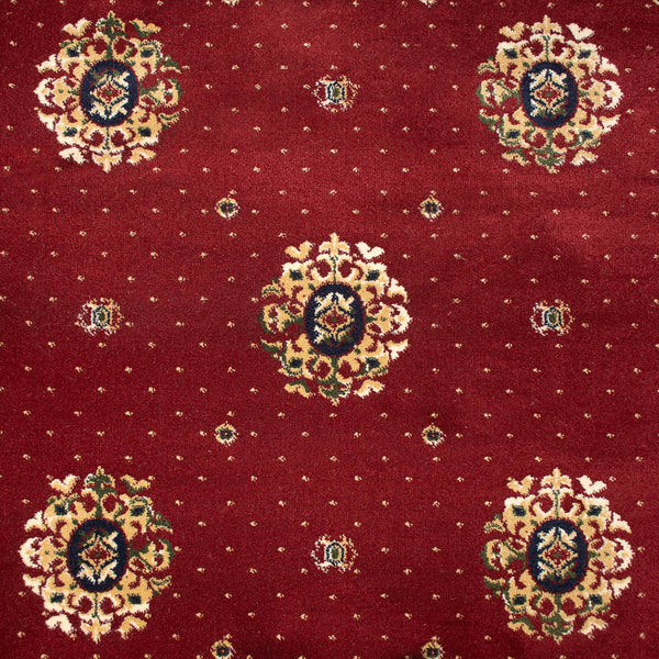Regal Red Medallion Wentworth Patterned Wilton Carpet | Online Carpets
