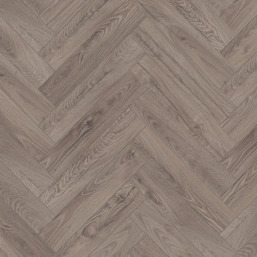 Rutherford Grey Oak K488 Herringbone 8mm Laminate Flooring by Krono Original - Sample