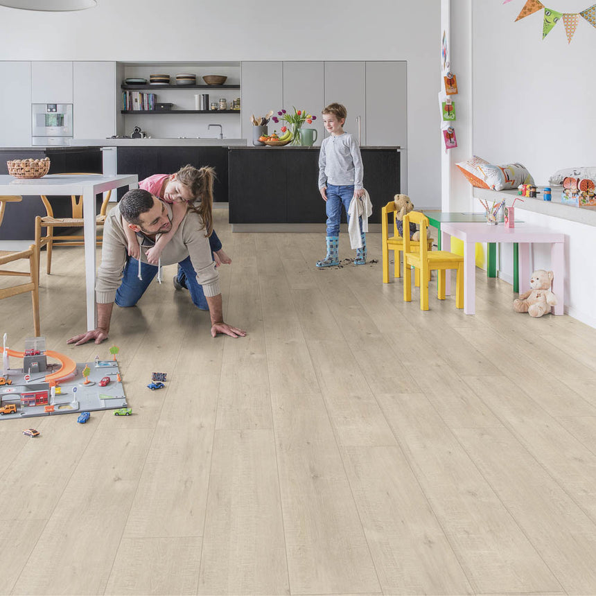 Saw Cut Oak Beige IM1857 Impressive 8mm Laminate Flooring by Quick-Step