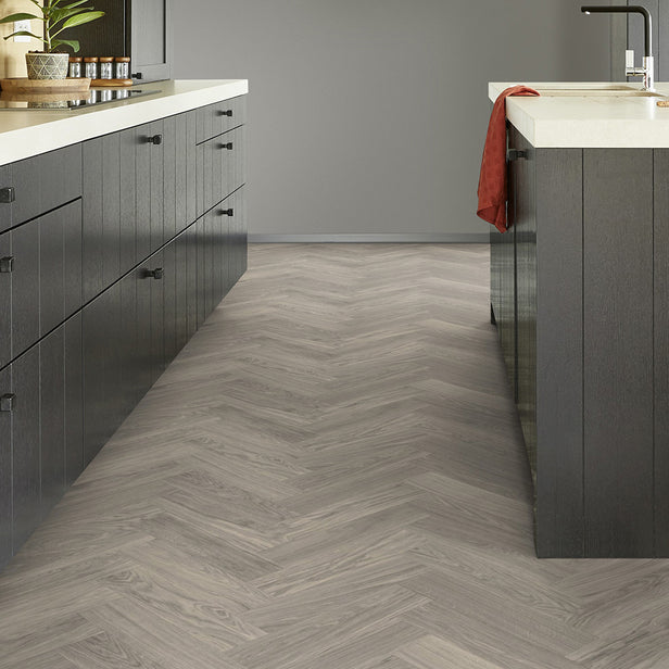 Skane Herringbone Dim Grey Goliath 450 Vinyl Flooring by Tarkett