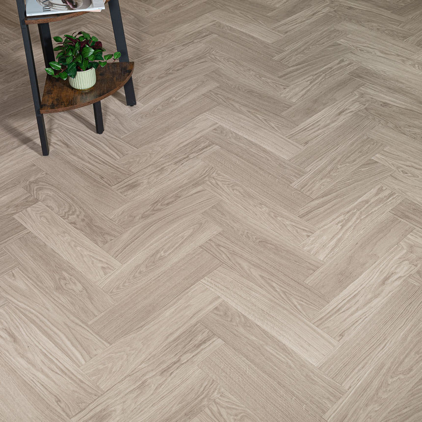 Skane Herringbone Dun Goliath 450 Vinyl Flooring by Tarkett
