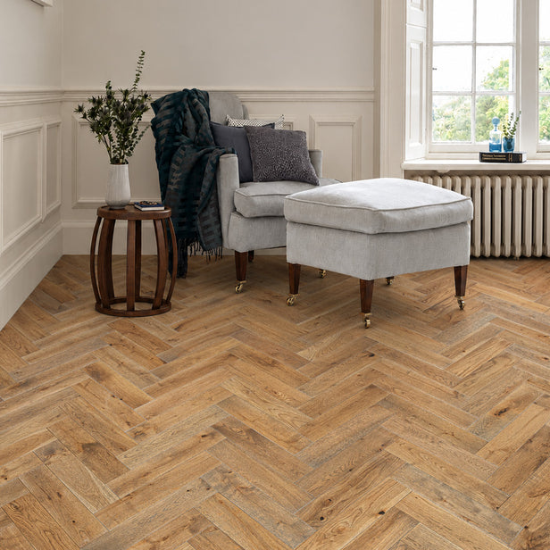 Worn Oak Herringbone 14/3mm Engineered Wood Flooring