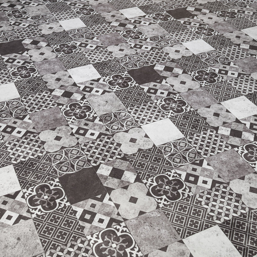 Zaragoza Tile Dark Grey Iconik 260 Vinyl Flooring