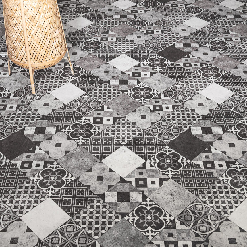 Zaragoza Tile Dark Grey Iconik 260 Vinyl Flooring