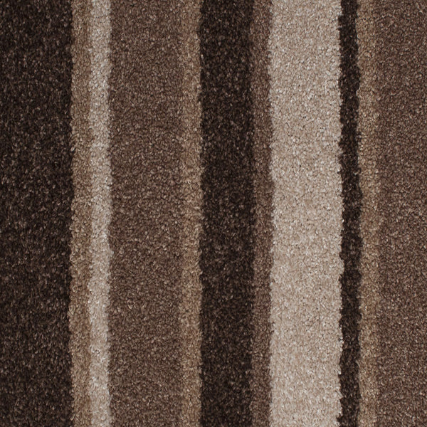 Elegance Thick Beige, Brown and Cream Striped Saxony Carpet Buy Noble