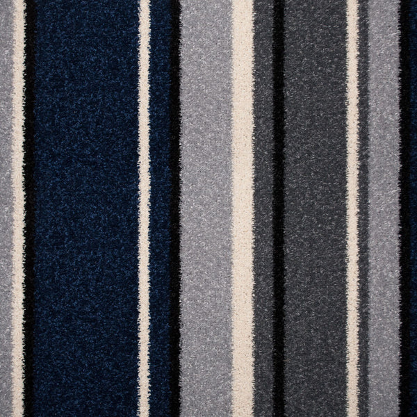 Funky Stripes 350 Blue Beans Carpet Buy Navy Blue, Silver, Light