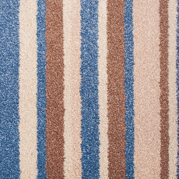 Blue 580 Palm Beach 4m & 5m Wide Striped Carpet
