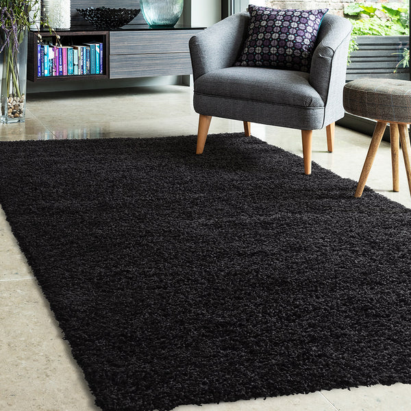 Libra Coin Rug Black Libra Shaggy Rug | Shaggy Rugs Online | Online Carpets