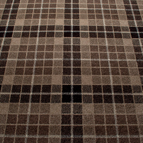 Brown Tartan Style Square Castle Wilton Carpet