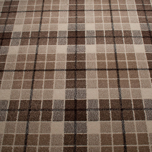 Beige Tartan Style Square Castle Wilton Carpet