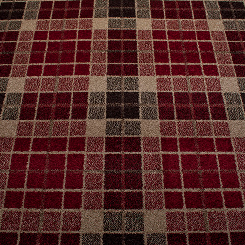 Red Tartan Style Square Castle Wilton Carpet