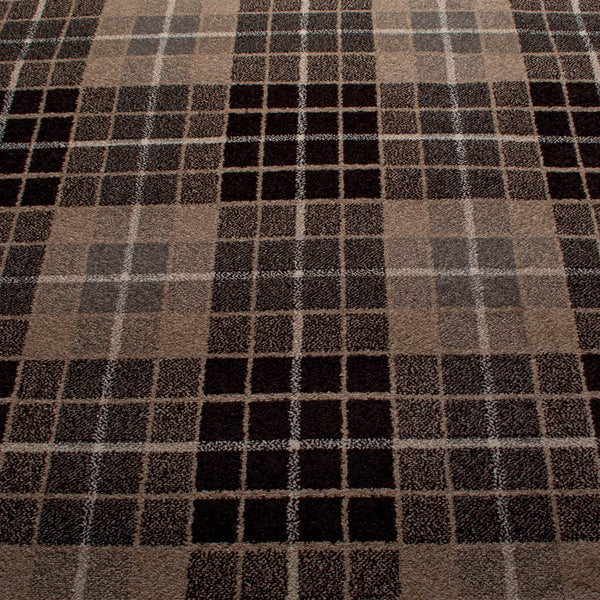 Grey Tartan Style Square Castle Wilton Carpet