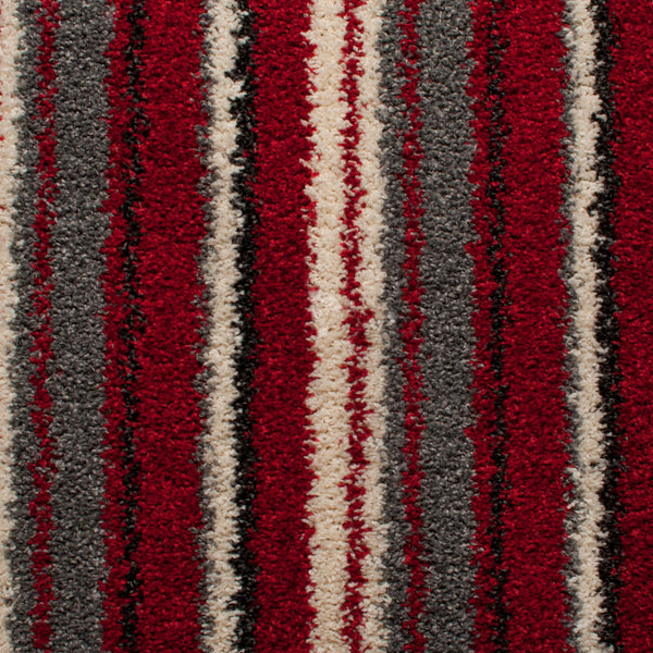 Red Grey 10 Decorlines Striped Carpet
