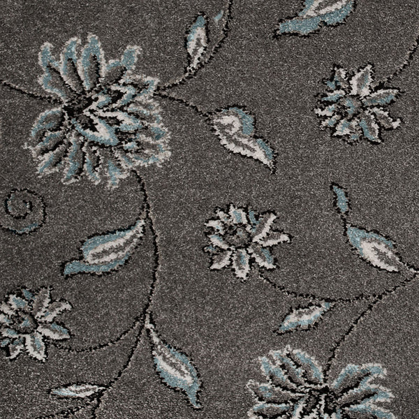 Grey Floral Castle Wilton Carpet