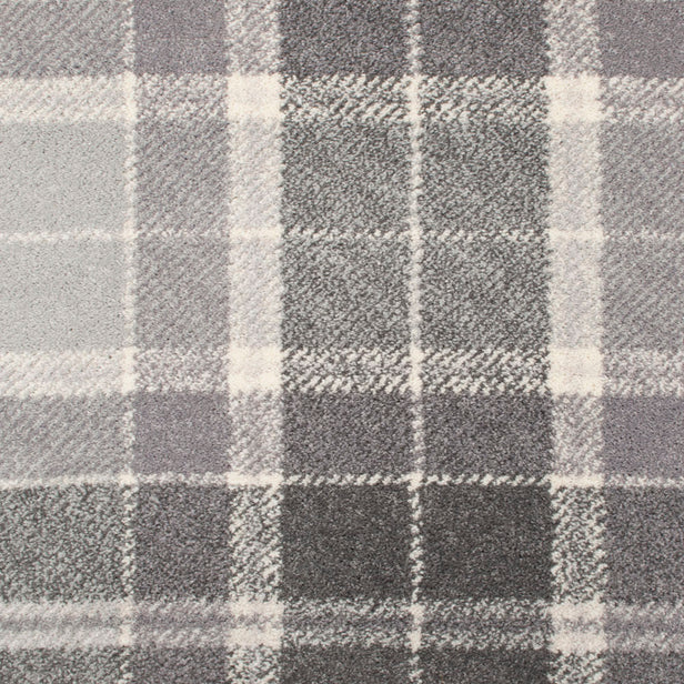 Grey Traditional Tartan Manor Park Wilton Carpet