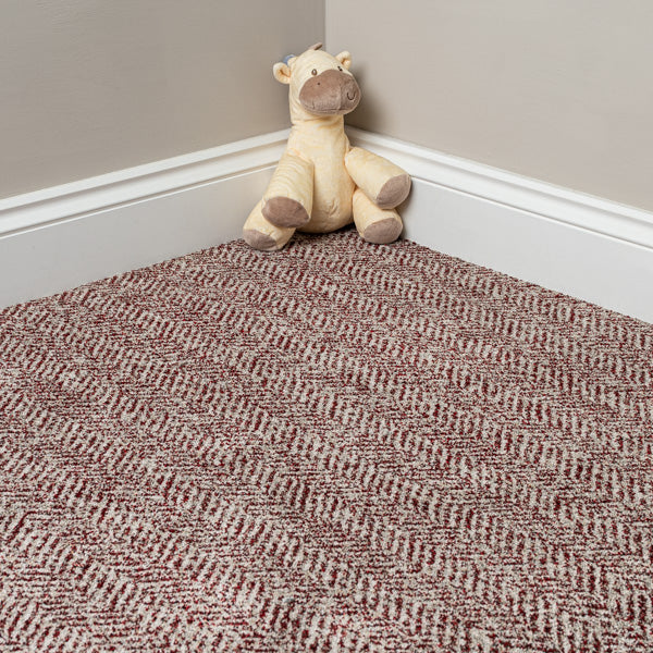 Herringbone Red Illusion Wilton Carpet