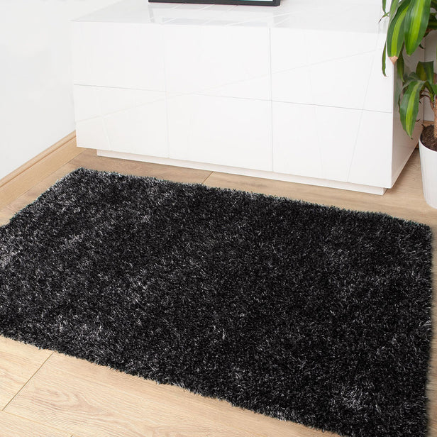 Dark Grey / Black Jewel Shaggy Rug