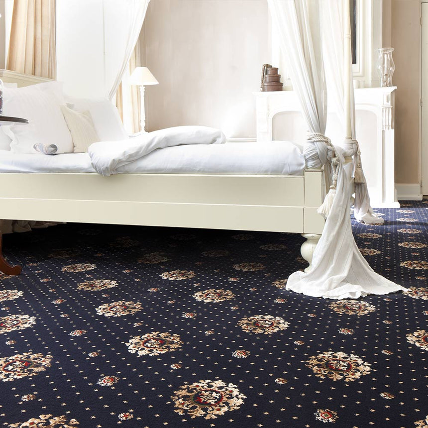 Midnight Blue 2505 30 Medallion Patterned Wilton Wiltax Carpet Buy