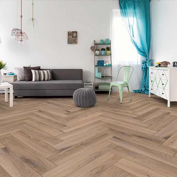 Metz Oak Kronotex Herringbone Laminate Flooring | Laminate | Online Carpets