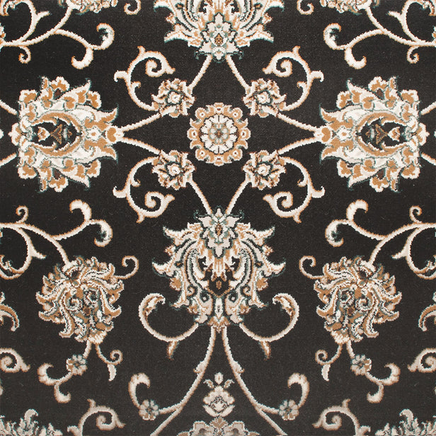 Dark Grey / Beige 26 2428 Floral Temple Wilton Carpet